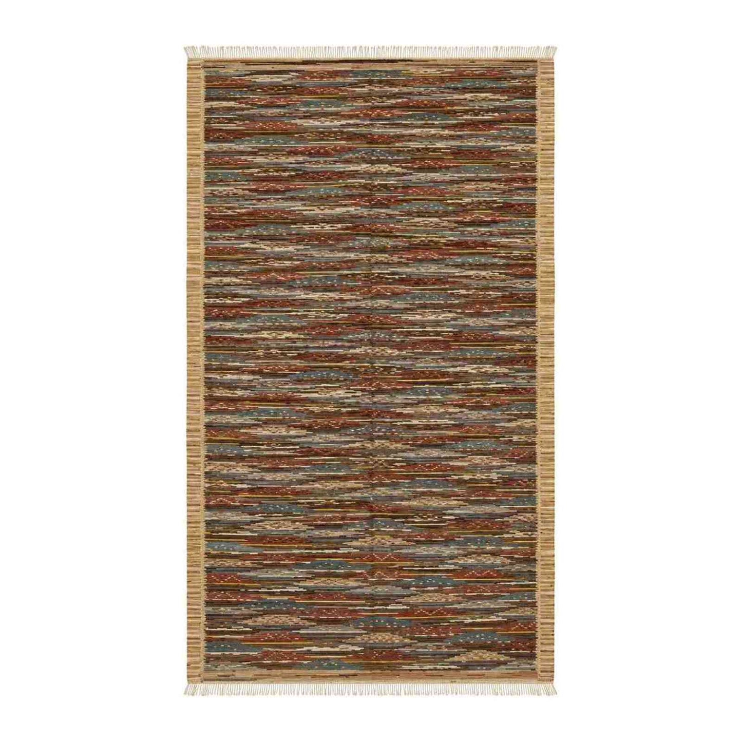 Tapis Jacquard chiné terracotta et bleu gris doux