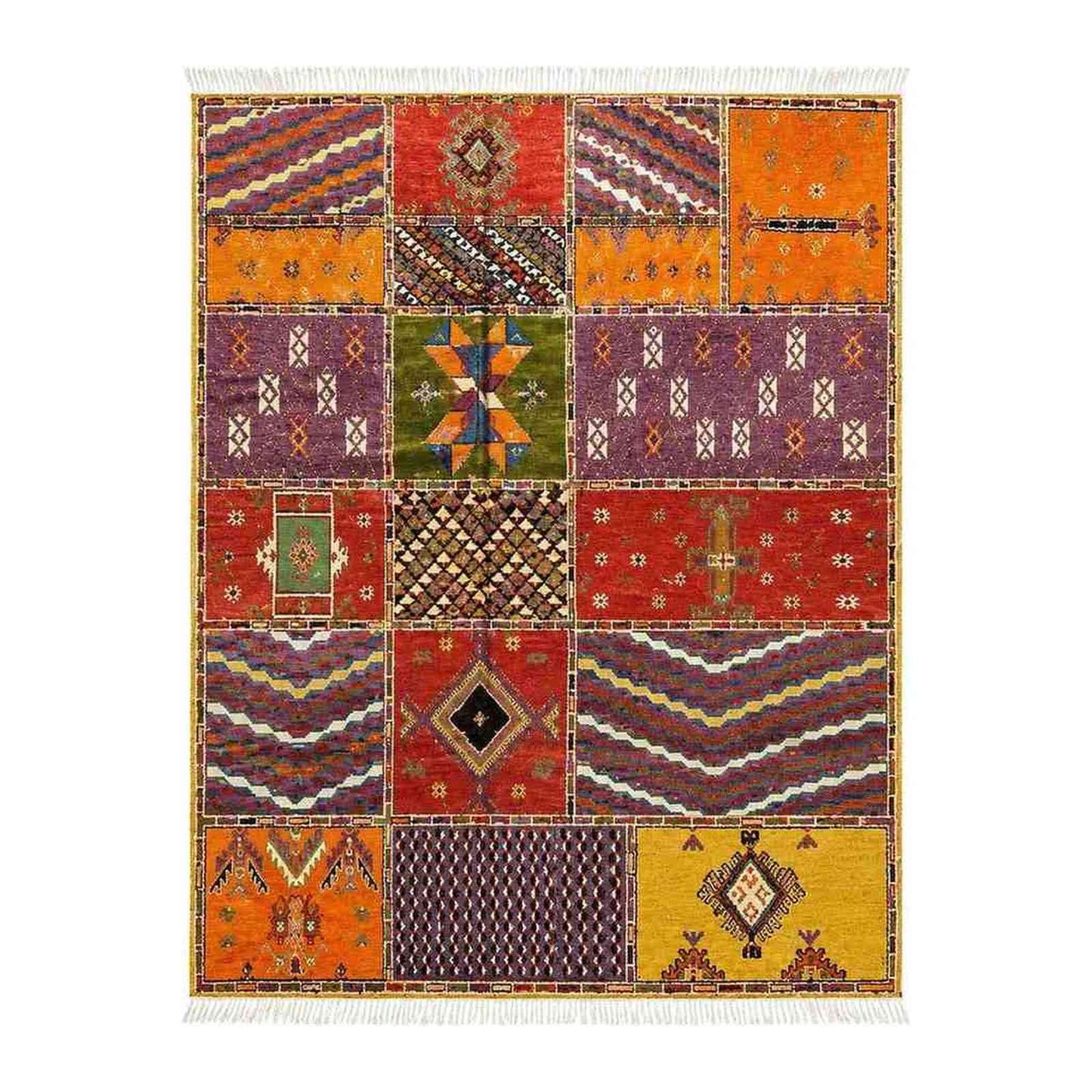 Tapis Tapis Aït Ouaouzguite carreaux vifs violet orange et safran