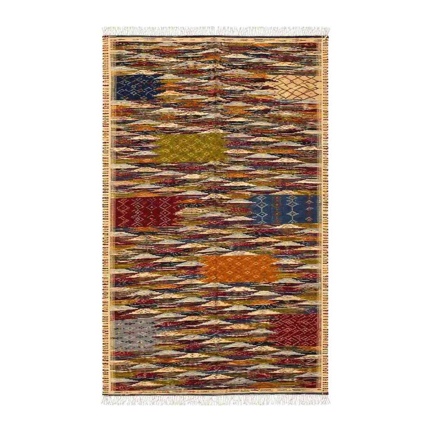 Tapis Jacquard patchwork flammé multicolore chaleureux