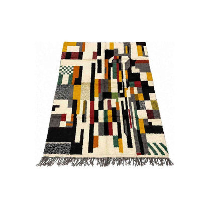 Tapis Mrirt écru à mosaïque de blocs colorés