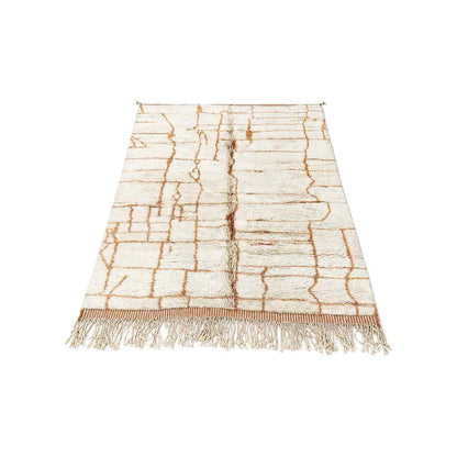 Tapis Mrirt écru à fines lignes rouille minimaliste