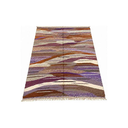 Tapis Mrirt vagues terracotta mauve et crème