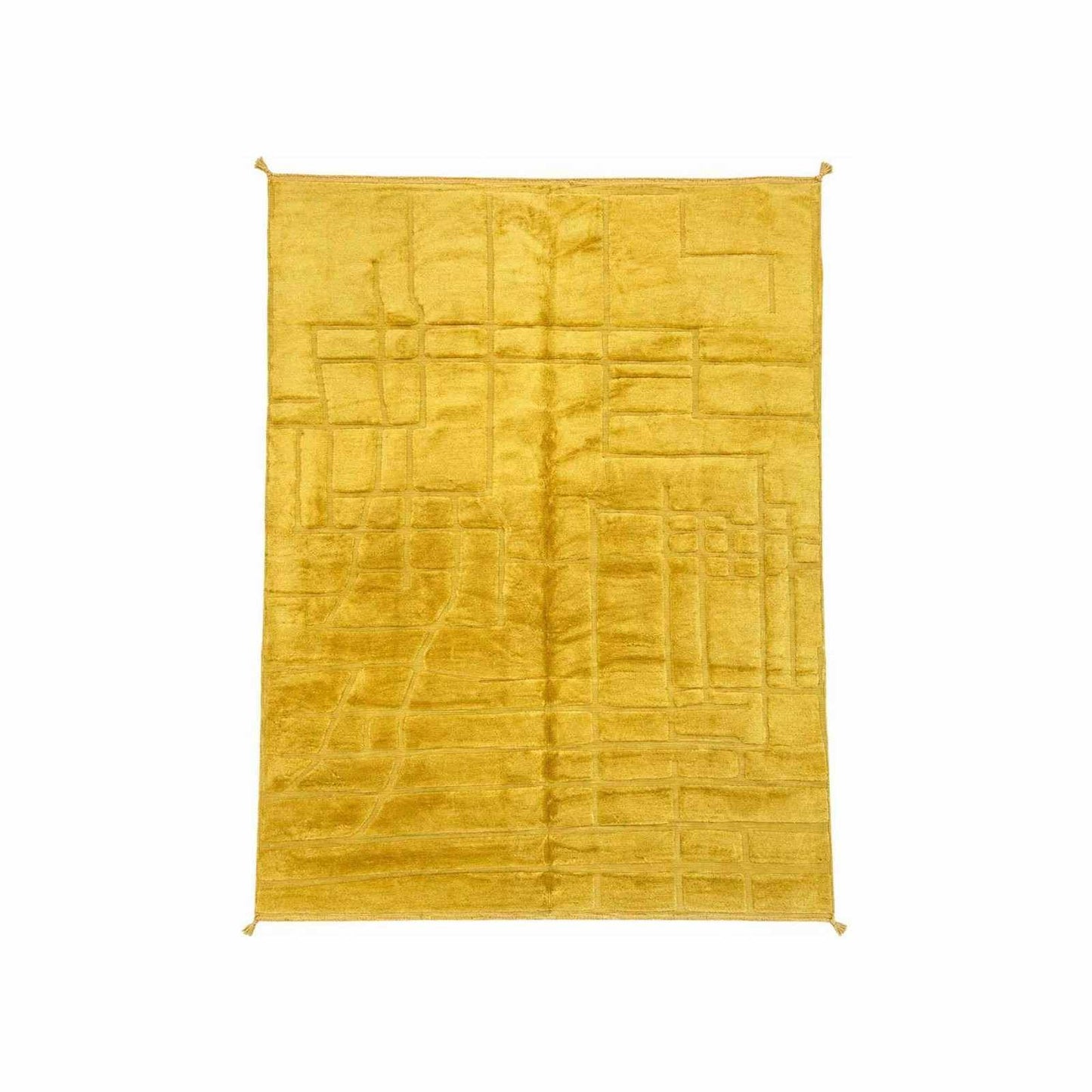 Tapis Mrirt jaune moutarde uni à motif en relief