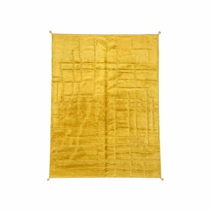 Tapis Mrirt jaune moutarde uni à motif en relief