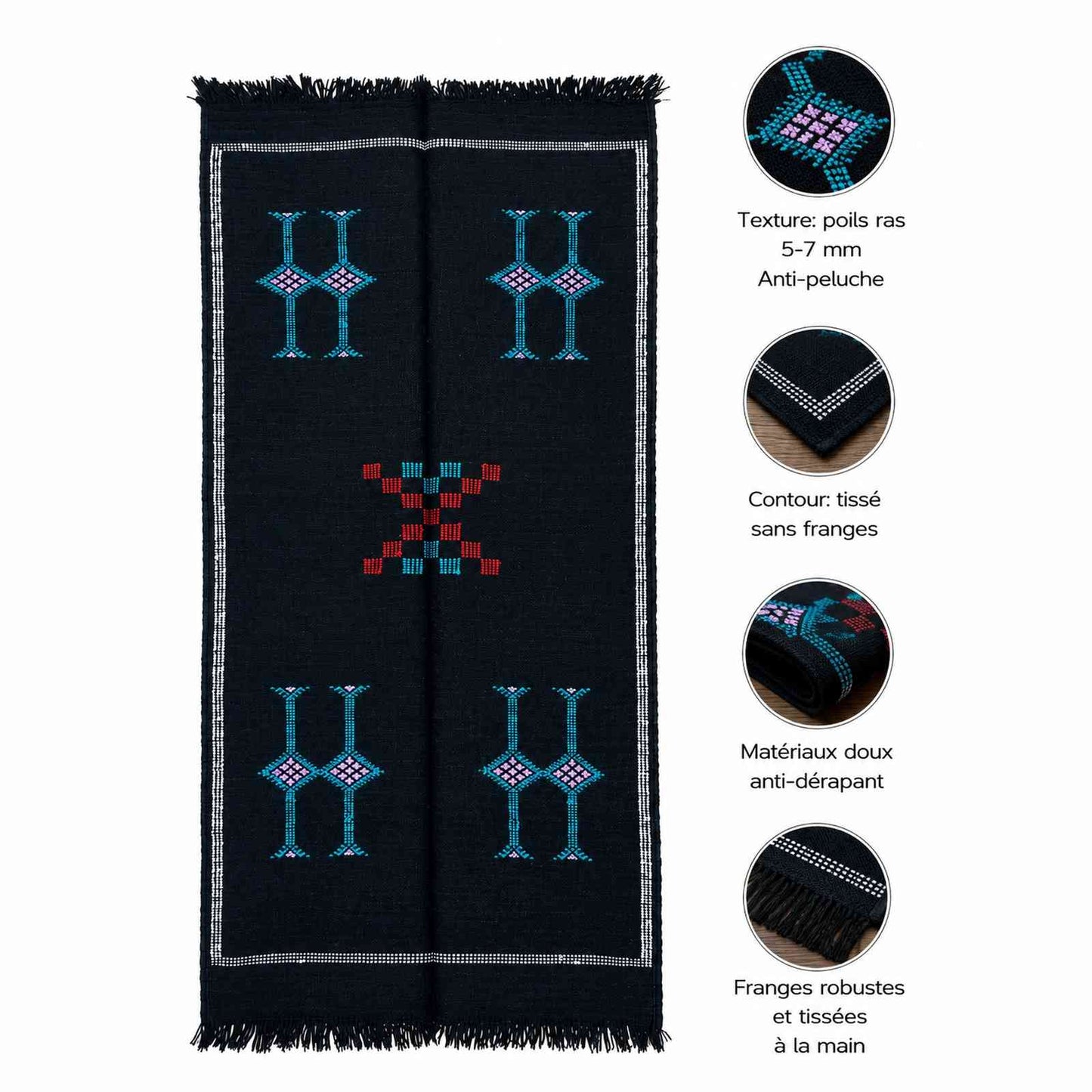 Tapis Akhnif écru à symboles berbères