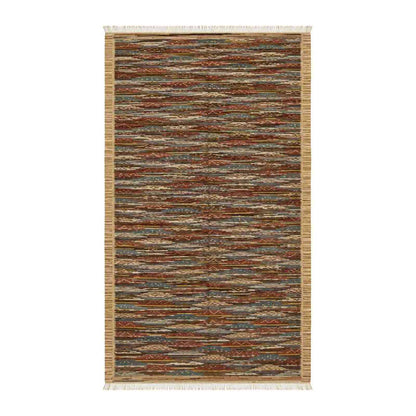 Tapis Jacquard chiné terracotta et bleu gris doux