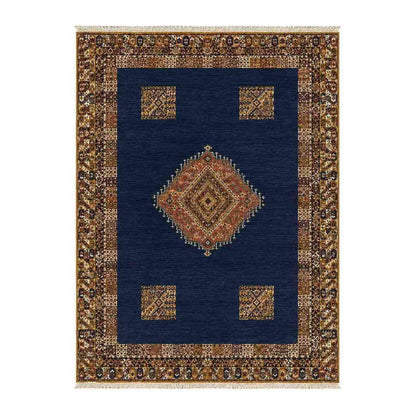 Tapis Aït Ouaouzguite bleu marine à médaillon or central