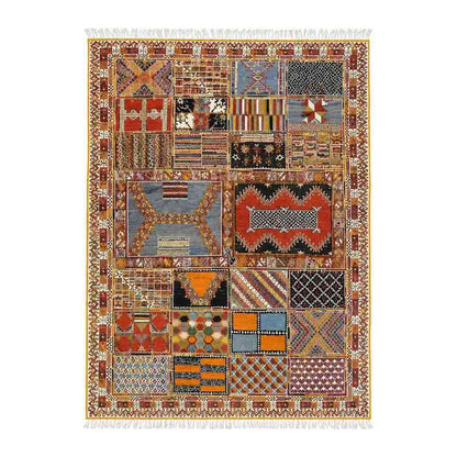 Tapis Aït Ouaouzguite patchwork vintage à bordure ornée