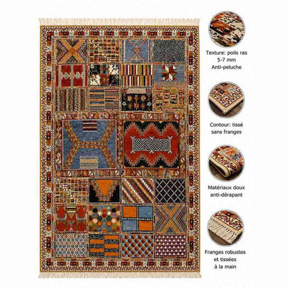 Tapis Aït Ouaouzguite patchwork vintage à bordure ornée