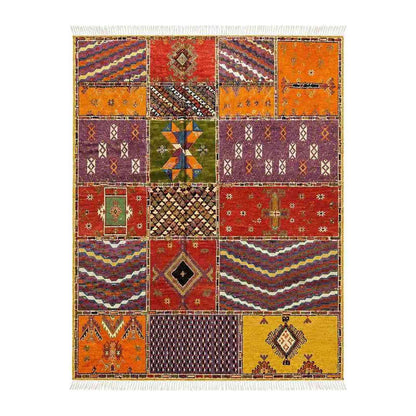 Tapis Tapis Aït Ouaouzguite carreaux vifs violet orange et safran