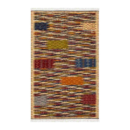 Tapis Jacquard patchwork flammé multicolore chaleureux