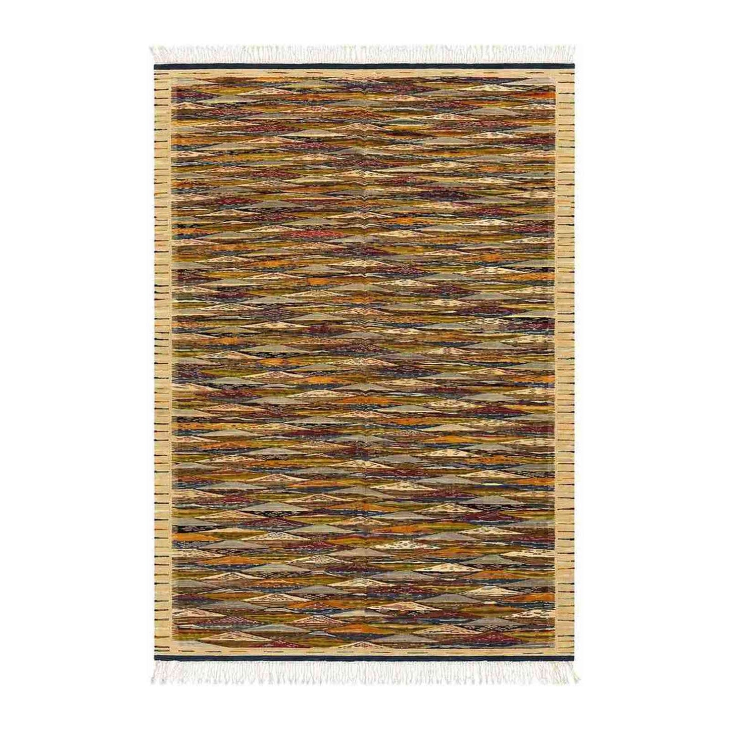 Tapis Jacquard losanges multicolores ton chaud