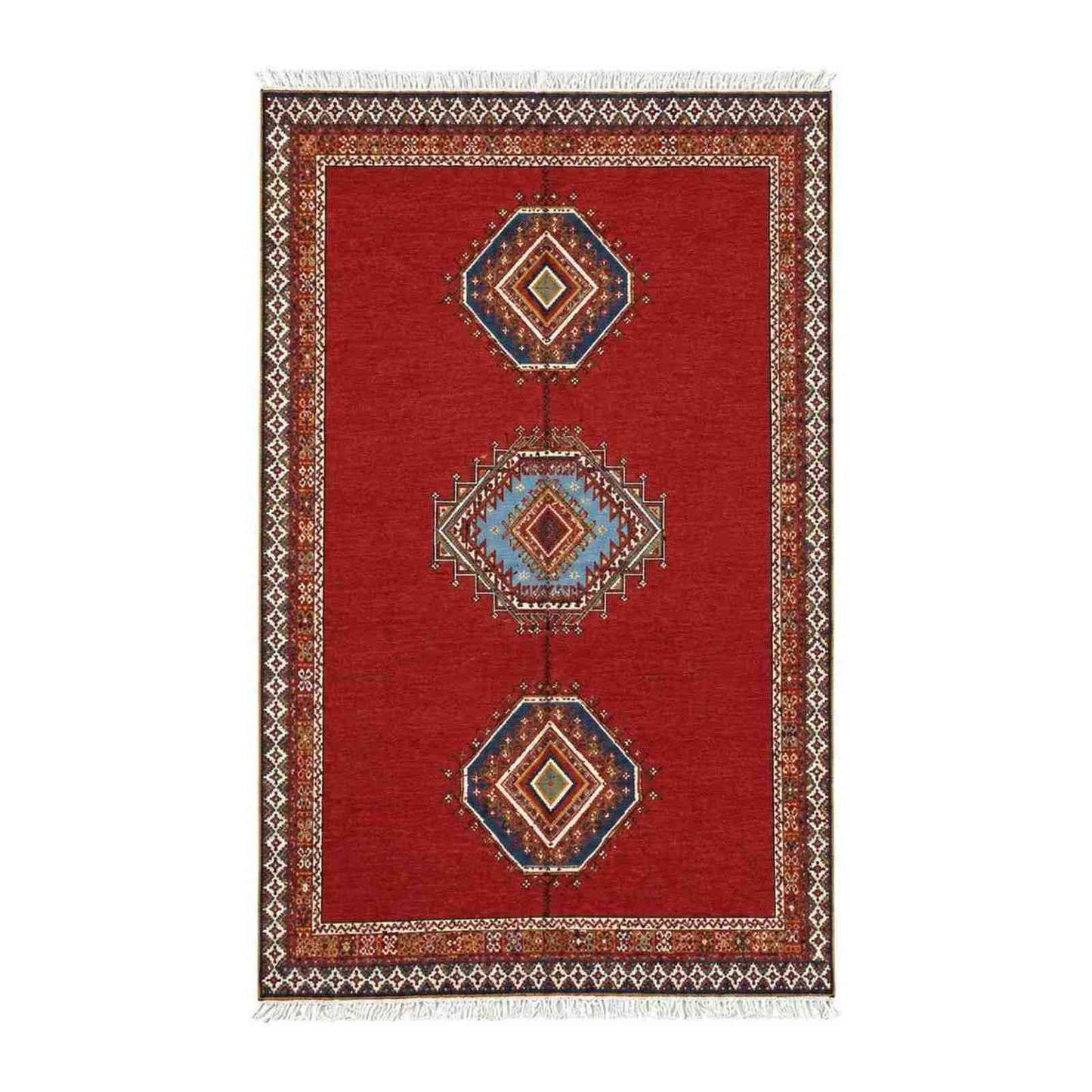 Tapis Ouarzigha rouge à trois médaillons berbères