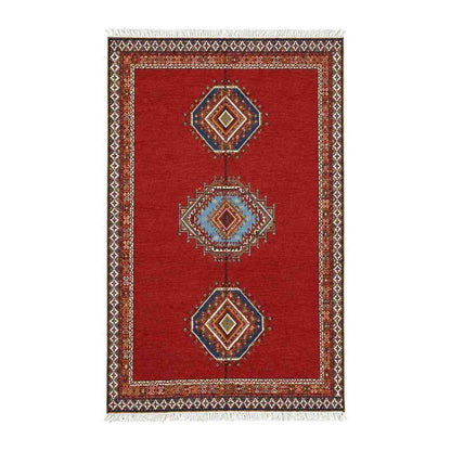Tapis Ouarzigha rouge à trois médaillons berbères