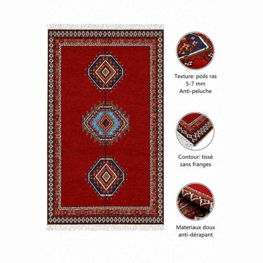 Tapis Tapis Aït Ouaouzguite rouge à trois médaillons berbères