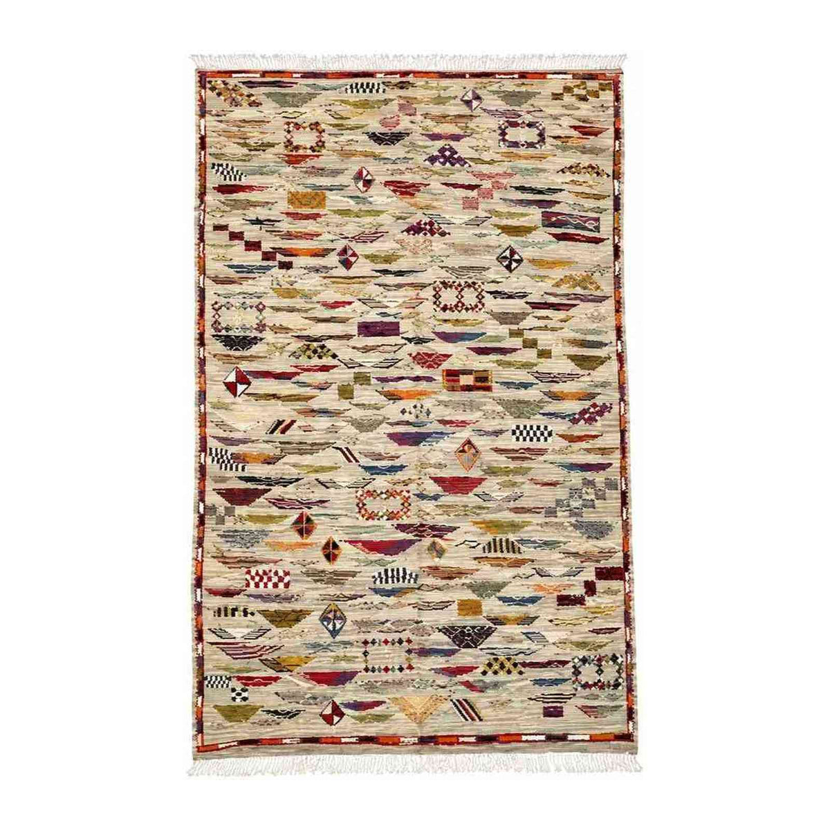 Tapis jaquard écru à symboles berbères