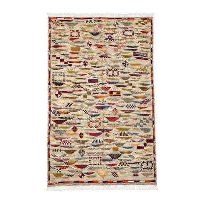 Tapis jaquard écru à symboles berbères