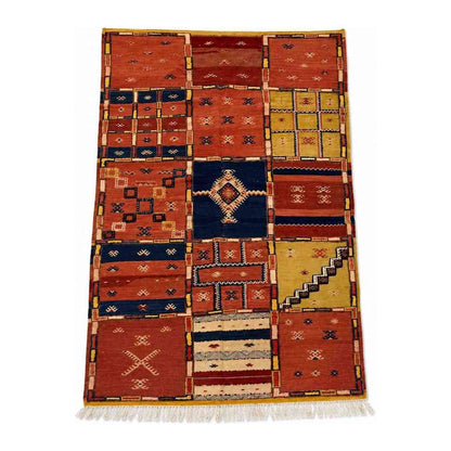Tapis Akhnif patchwork multicolore – panneaux berbères