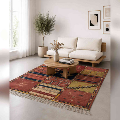 Tapis Akhnif patchwork multicolore – panneaux berbères