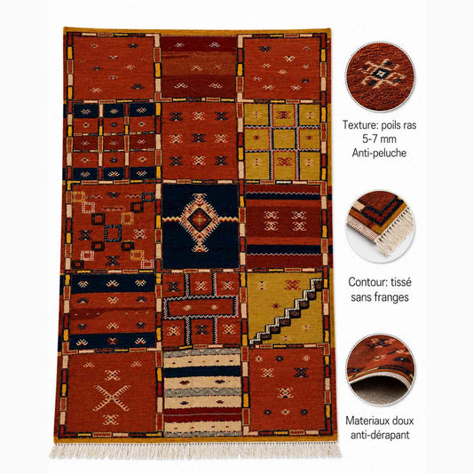 Tapis Akhnif patchwork multicolore – panneaux berbères