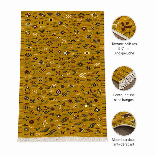 Tapis Akhnif safran à symboles berbères
