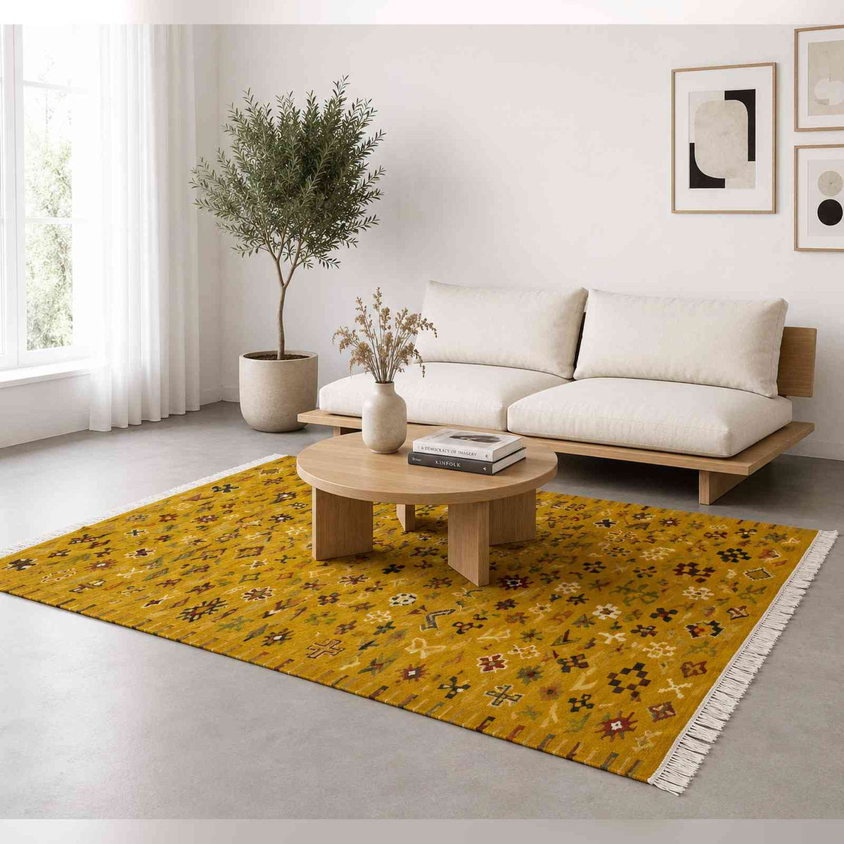 Tapis Akhnif safran à symboles berbères