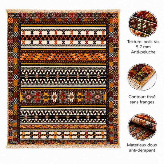 Tapis Glaoui mixte étoiles – tissé et brodé berbère laine