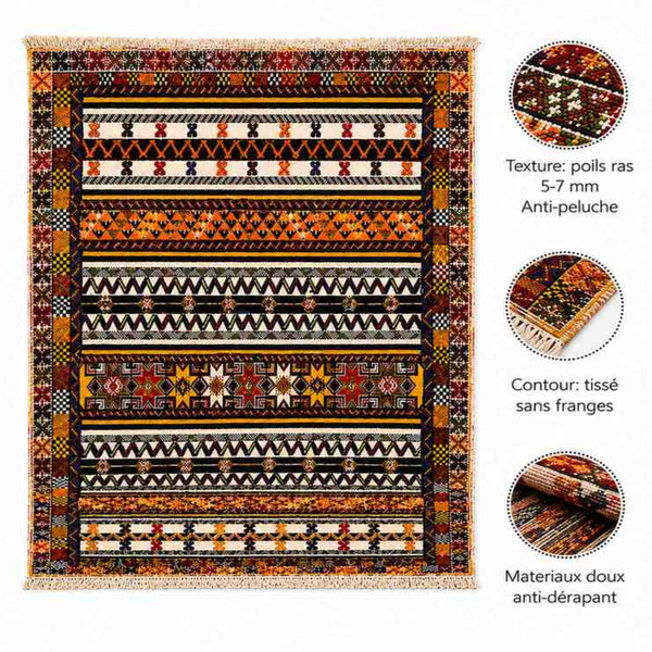 Tapis Glaoui mixte étoiles – tissé et brodé berbère laine