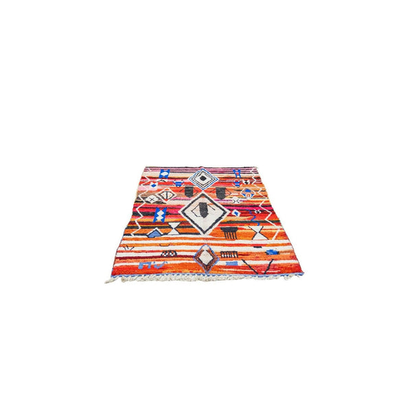 Tapis Mrirt moderne coloré – velours berbère symboles