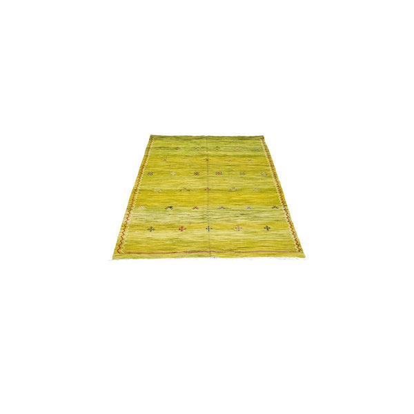 Tapis Hanbel vert anis – tissé plat berbère léger laine