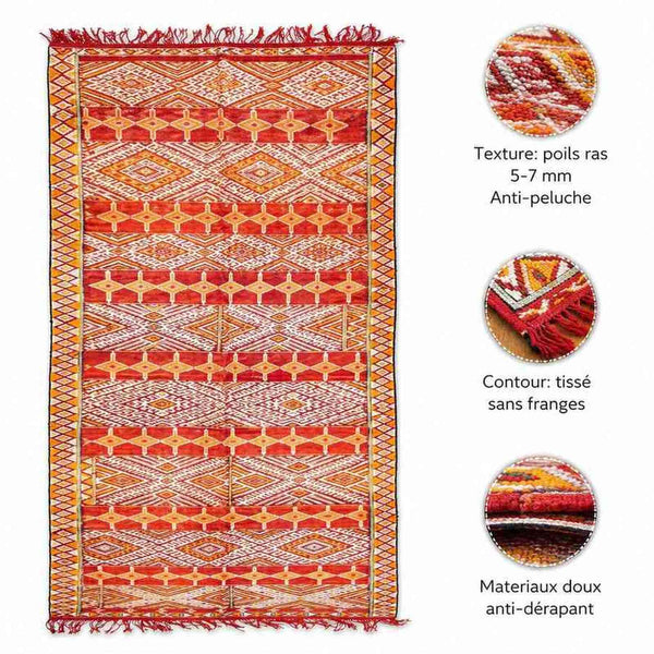 Tapis Aït Ouaouzguite rouge – Taznakht géométrique laine