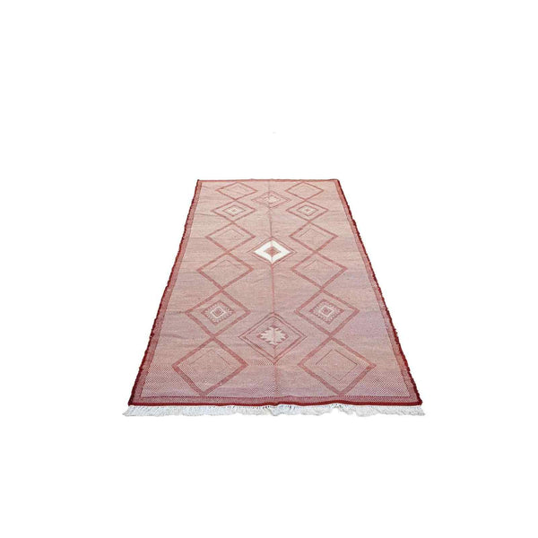 Tapis Zanafi rouge et écru – tissé plat losanges réversible