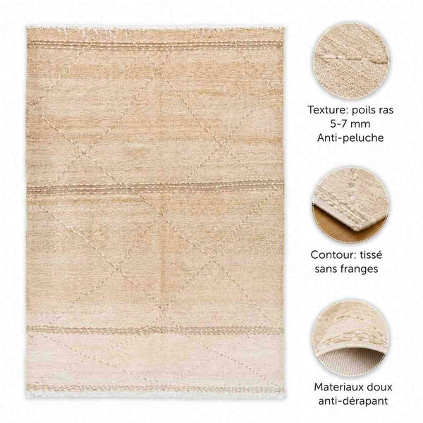 Tapis Mrirt gris shag à blocs colorés – velours épais laine