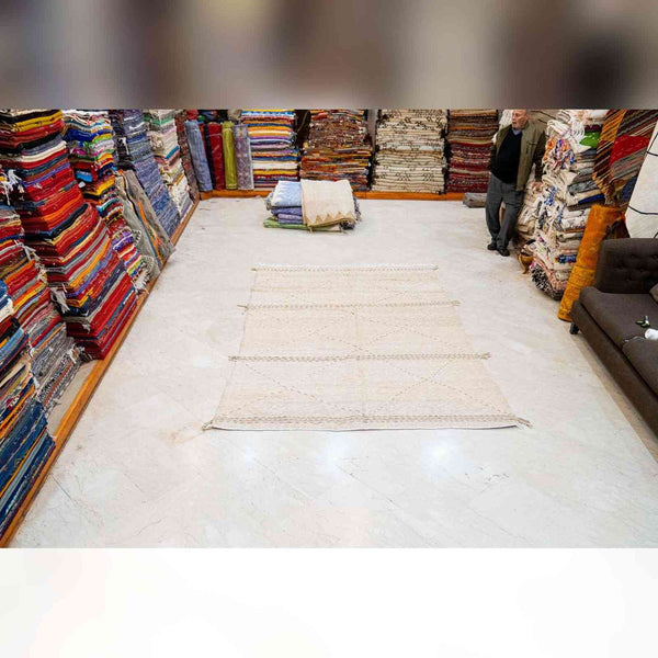 Tapis Mrirt gris shag à blocs colorés – velours épais laine