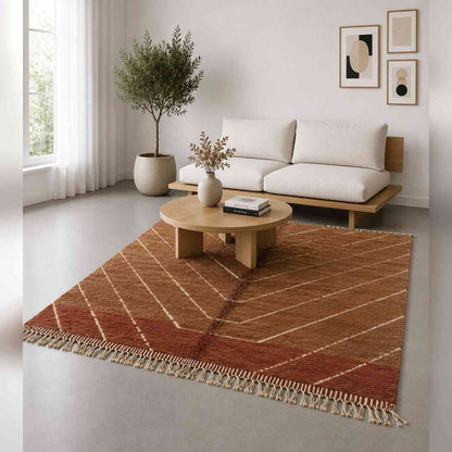 Tapis Mrirt bicolore brun caramel et terracotta