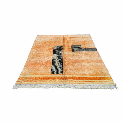 Tapis Mrirt corail moelleux fait main – laine Moyen Atlas