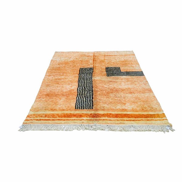 Tapis Mrirt corail moelleux fait main – laine Moyen Atlas