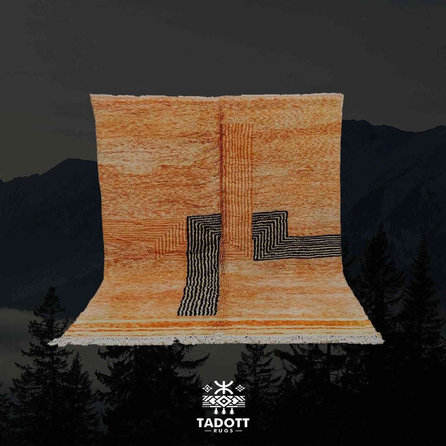 Tapis Mrirt corail moelleux fait main – laine Moyen Atlas