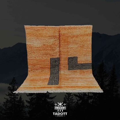 Tapis Mrirt corail moelleux fait main – laine Moyen Atlas