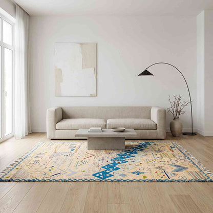 Tapis Mrirt gris moelleux – velours shag blocs jaunes laine