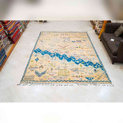 Tapis Mrirt gris moelleux – velours shag blocs jaunes laine