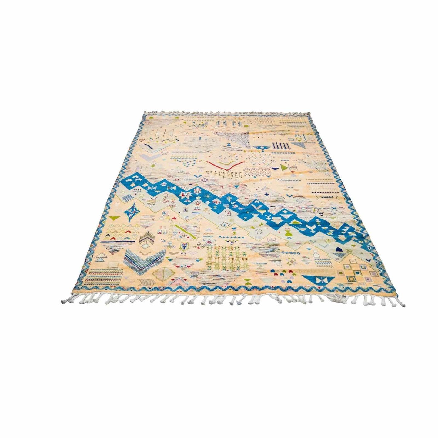 Tapis Mrirt gris moelleux – velours shag blocs jaunes laine