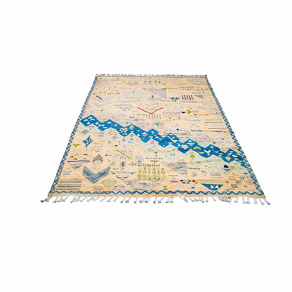 Tapis Mrirt gris moelleux – velours shag blocs jaunes laine