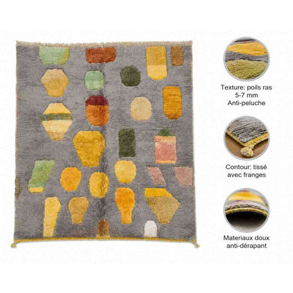 Tapis Beni Ourain écru losange – velours laine naturelle