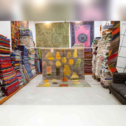 Tapis Beni Ourain écru losange – velours laine naturelle