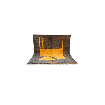 Tapis berbère écru contemporain – velours motifs bleu laine