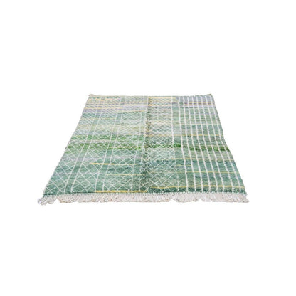 Tapis Mrirt vert losange – velours moelleux laine berbère