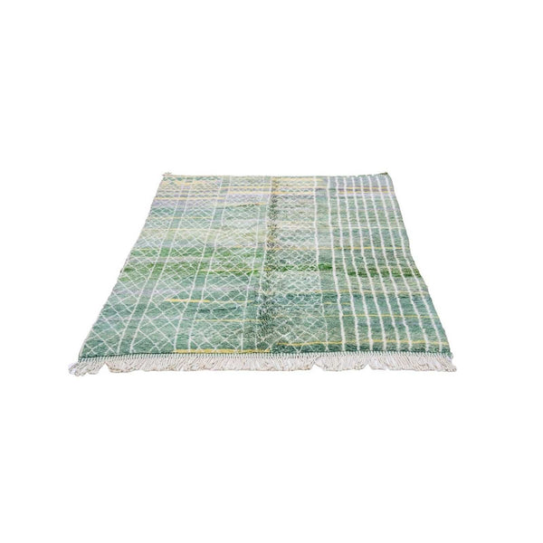 Tapis Mrirt vert losange – velours moelleux laine berbère