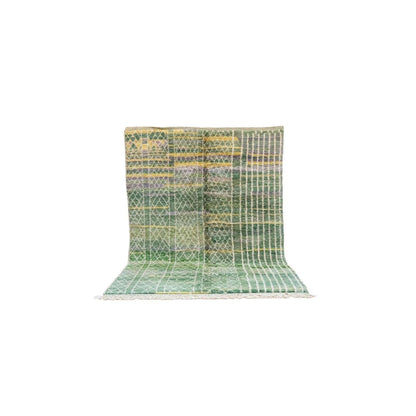 Tapis Mrirt vert losange – velours moelleux laine berbère