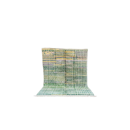 Tapis Mrirt vert losange – velours moelleux laine berbère